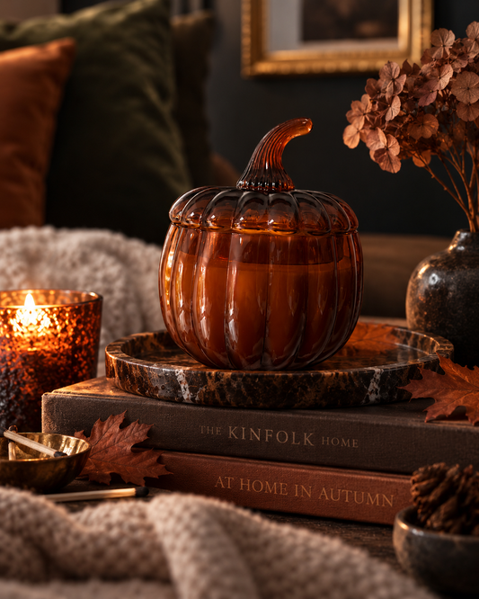 Glass Pumpkin Candle